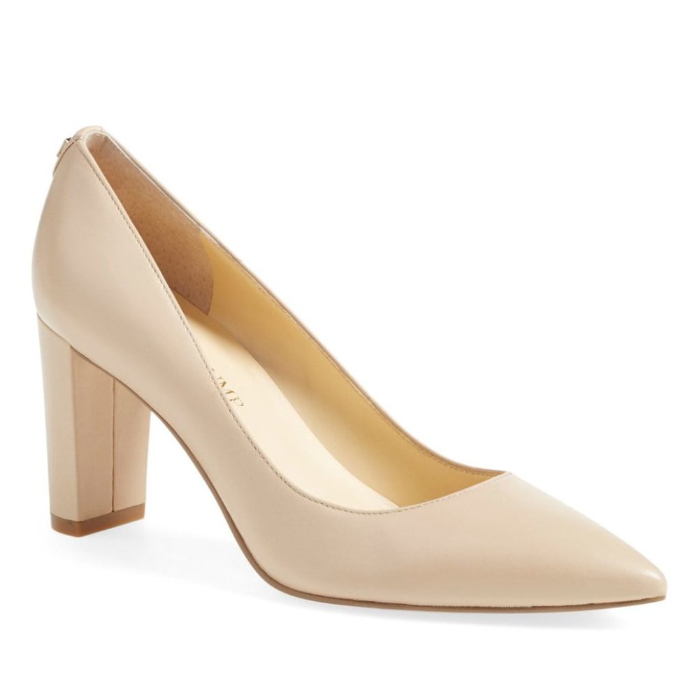 Ivanka Trump Lysa Pointed-Toe Nude Leather Pumps 7.5
